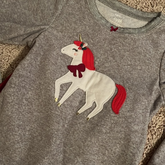 Unicorn Christmas fleece pjs - Picture 2 of 3